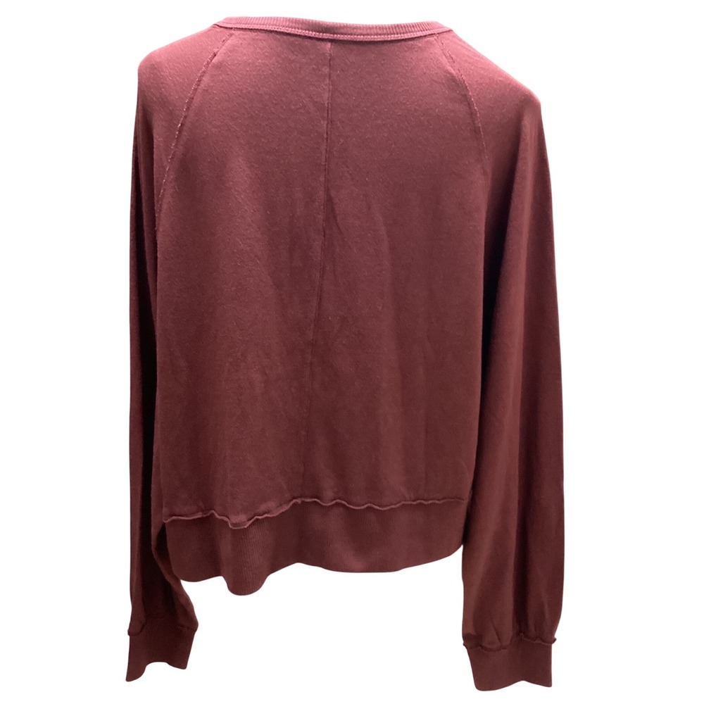 Aerie Womens Burgundy Henley Cropped Sweatshirt Long Sleeve Button Front Size M - Picture 2 of 4